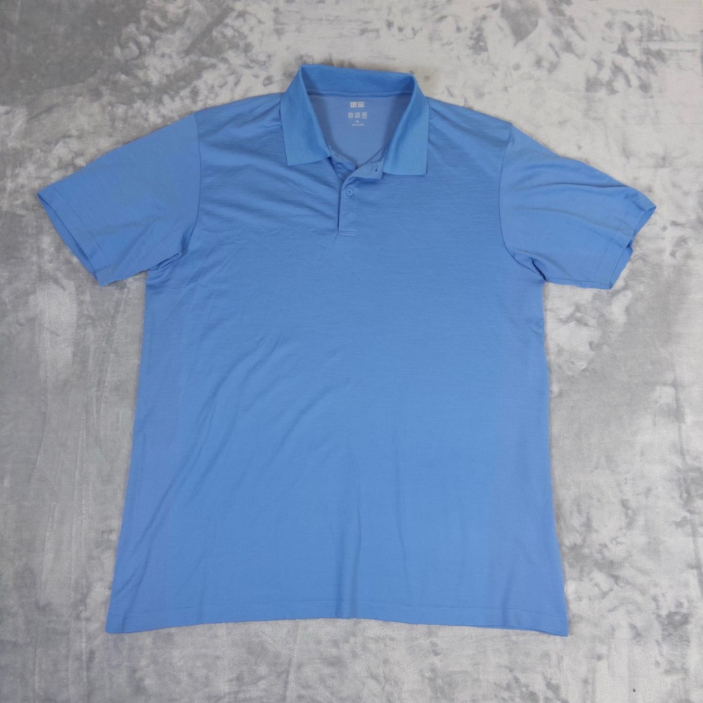 Uniqlo Polo Shirt Mens XL Blue Dry-Ex Odor Control Short Sleeve Active Top